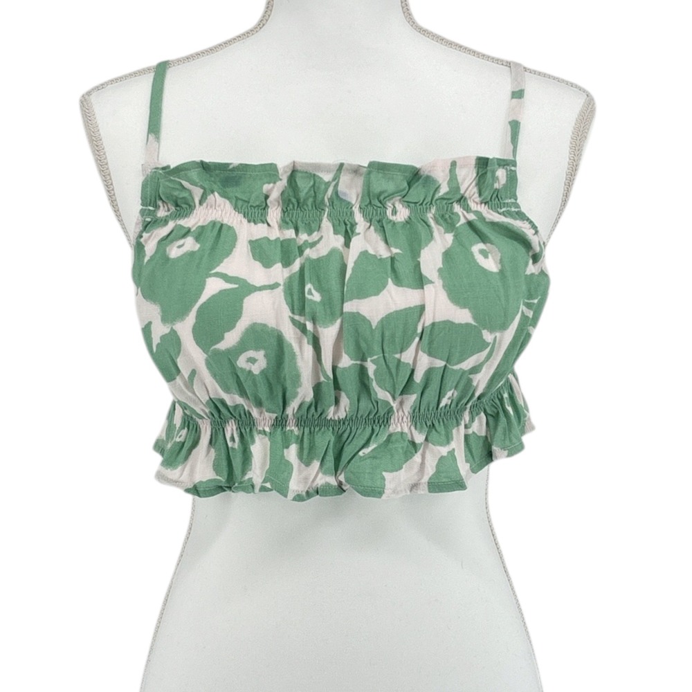Promesa Green Floral Ruffle Crop Top Size Large NWT Cottagecore Feminine